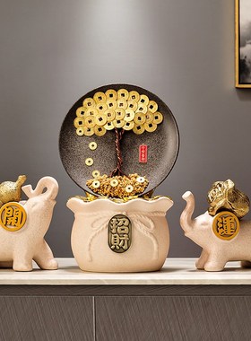 速发财运滚滚聚招盆宝财摆件玄关酒柜装饰迎业礼物工艺品开客松高