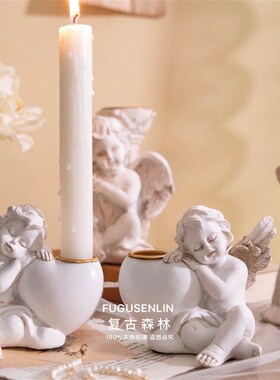 速发复古森林欧式复古做旧树脂石膏少桌使天面摆件家居样板房装饰