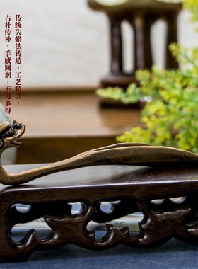 速发貔貅兽头茶铲工把件黄铜仿古创意家居茶盘茶桌品器手艺铜装饰