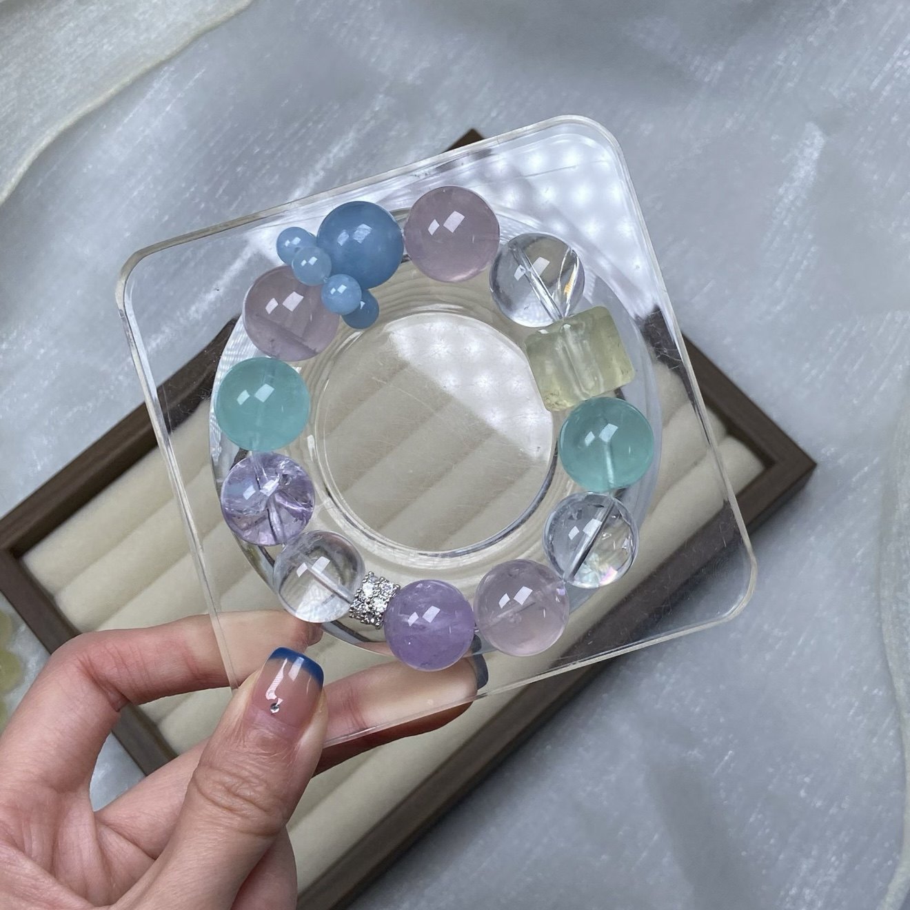 「腕藏晶福 」紫冰六芒星海蓝宝跑环少女手链手串送闺蜜生日礼物,淘宝优惠券,粉丝福利购,淘宝优惠卷