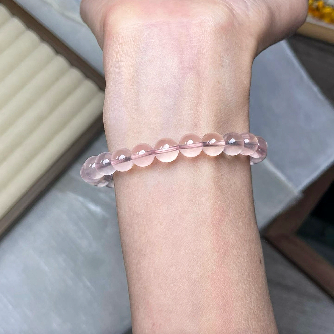 「蔷薇水晶」纯净体莫粉水晶手链女款轻奢小众精致闺蜜礼物,淘宝优惠券,粉丝福利购,淘宝优惠卷