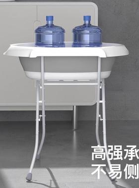 站着给宝宝洗澡免弯腰折叠澡盆支架可承重20kg铁支架折叠塑料浴盆