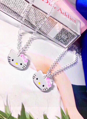 足银999纯银吊坠Hellokitty儿童小孩银项链轻奢锁骨链六一节礼物