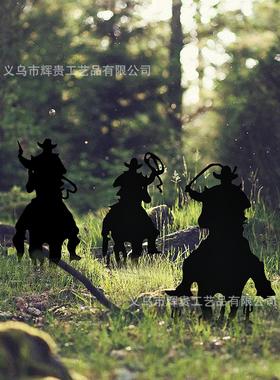 金属西部牛仔金属秋季园艺装饰艺术庭院院子草坪剪影花园标志