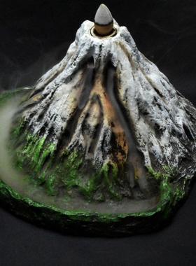 新款山水风景树脂工艺摆件富士山倒流香香炉创意家居摆件厂家直销