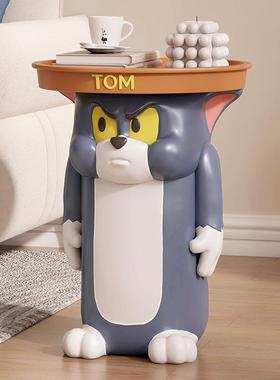 2024新款汤姆猫移动边几创意卧室卡通轻奢高级感床头柜落地摆件