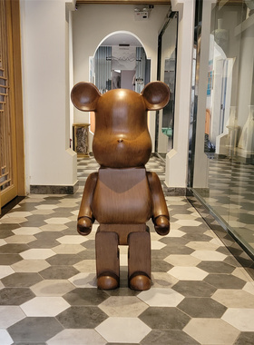 客厅网红暴力熊落地大摆件存钱罐美式胡桃木新中式简约电视柜装饰