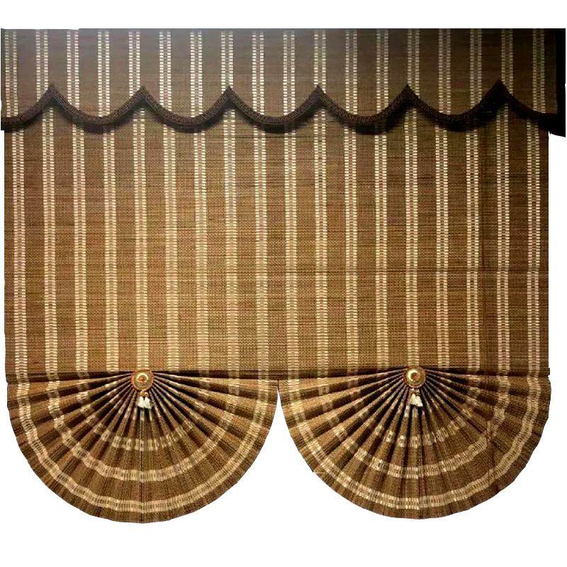 扇形印花竹帘卷拉式新中式竹窗帘遮阳卷帘遮光防晒酒店餐厅装饰,淘宝优惠券,粉丝福利购,淘宝优惠卷