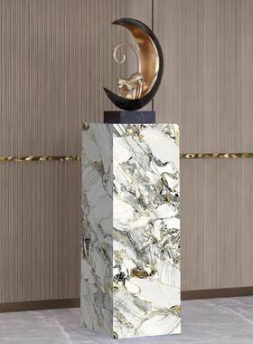 大型平层门厅装修客厅大型落地电视柜石板花架底座软装