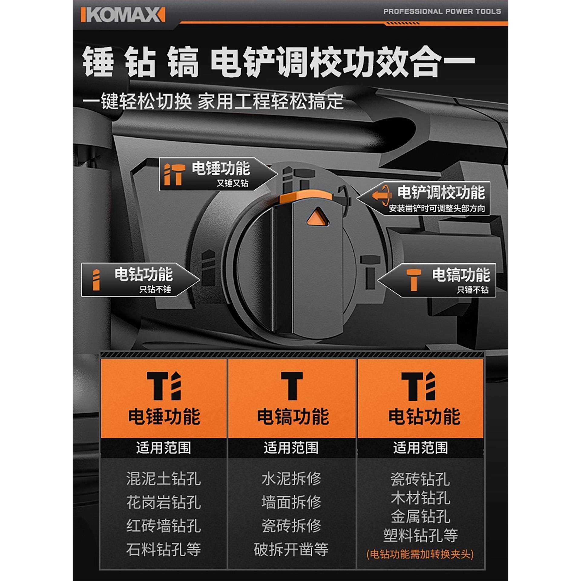 轻型电锤电镐家用多功能打墙工具大功率工业级冲击钻变速锤钻炮钻,淘宝优惠券,粉丝福利购,淘宝优惠卷