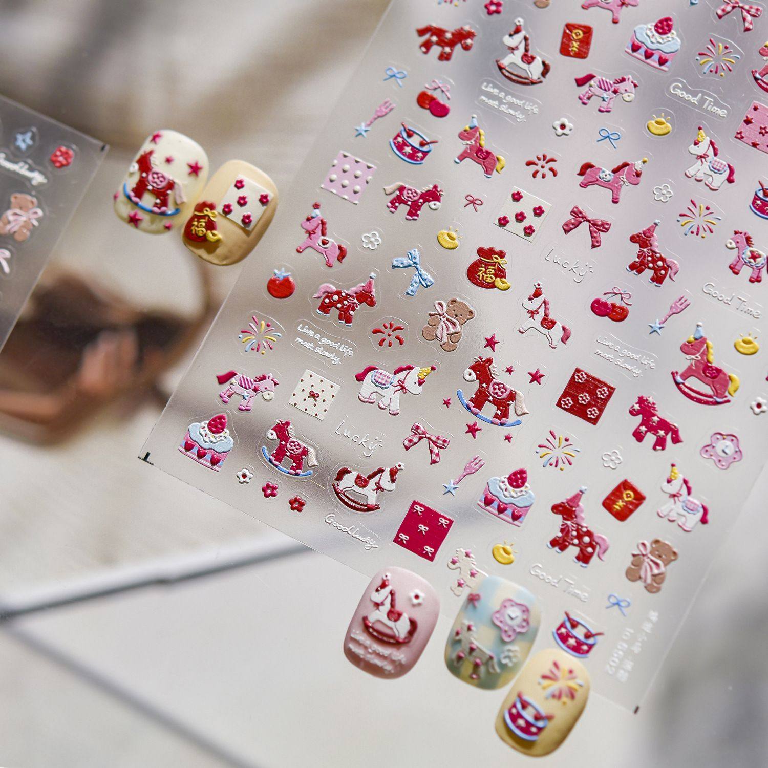 彩色小马浮雕立体美甲贴纸装饰指甲贴粉色布纹手机壳ipad手账贴画,淘宝优惠券,粉丝福利购,淘宝优惠卷