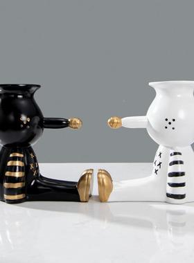 长鼻子条纹手绘艺术艺品客厅电视小雕柜塑饰装品软装RZ-DS-20工摆