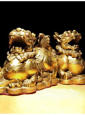 聚贤阁黄铜貔貅摆件一对客厅家居摆设工艺品乔迁开业礼品