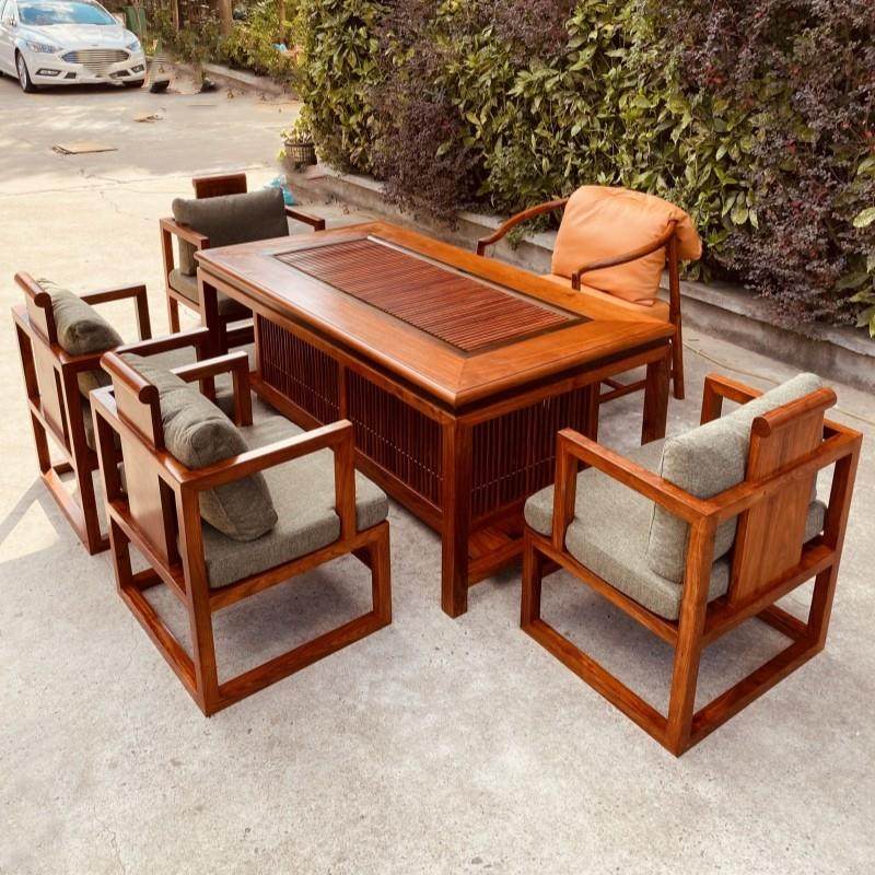 大果紫檀阅茶桌新中式茶台缅花茶室茶椅实木苏梨家具京瓷刺猬紫檀,淘宝优惠券,粉丝福利购,淘宝优惠卷