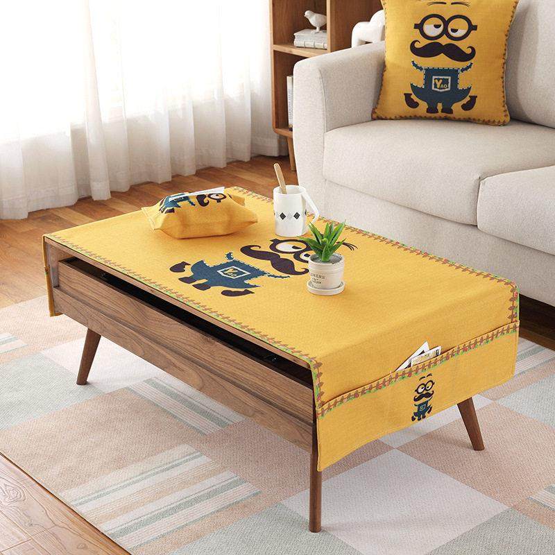 卡通茶几桌布口袋式黄色加厚棉麻布艺防水防烫桌布书桌可爱熊盖巾,淘宝优惠券,粉丝福利购,淘宝优惠卷