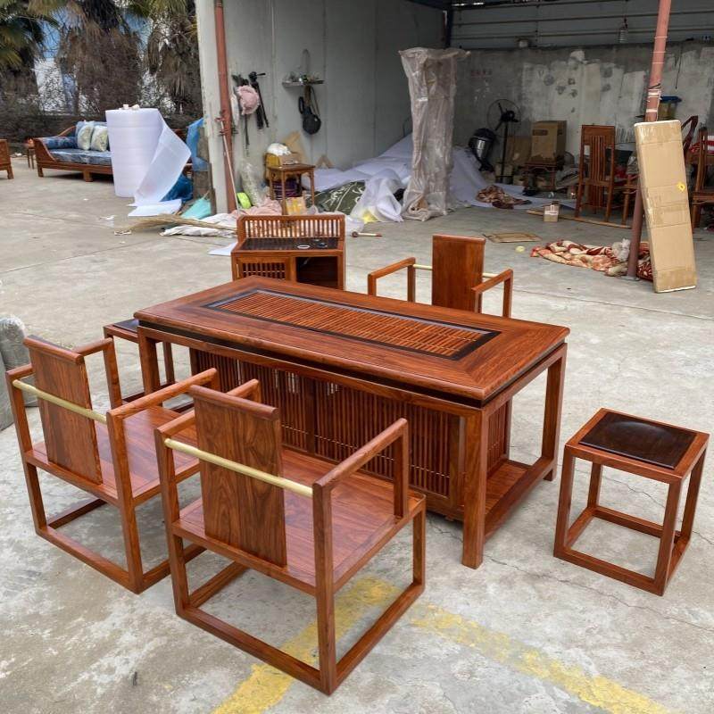 大果紫檀阅茶桌新中式茶台缅花茶室茶椅实木苏梨家具京瓷刺猬紫檀,淘宝优惠券,粉丝福利购,淘宝优惠卷