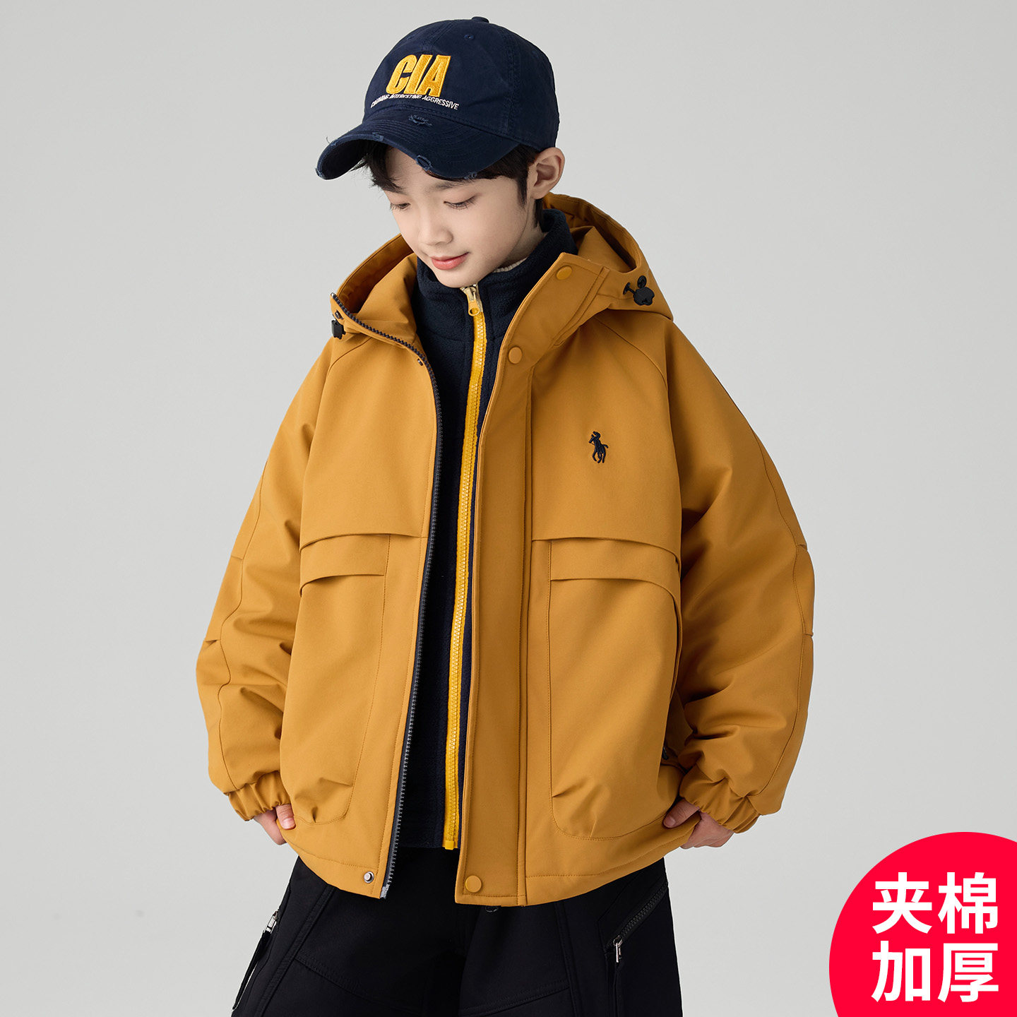 儿童装男童外套秋冬款2025新款夹棉男孩冬季派克服中大童加厚冬装,淘宝优惠券,粉丝福利购,淘宝优惠卷