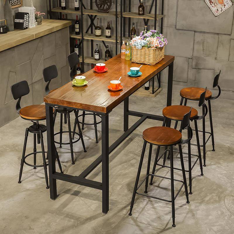 艾森厂家简铁艺代约木实高现脚凳桌椅组合吧台高脚椅酒234吧吧台 - 图2