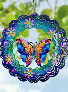 新品3D孔雀风力旋转风铃户外金属庭院花园装饰雅韵工艺品手工