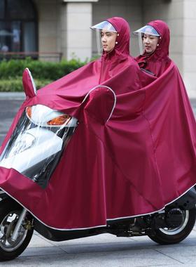 厂家电动车单加大加厚牛津布雨衣双人双帽檐防暴雨雨披可印字