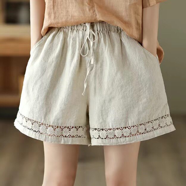 高腰棉麻阔腿短裤女夏季薄款宽松大码显瘦休闲热裤中年妈妈五分裤,淘宝优惠券,粉丝福利购,淘宝优惠卷