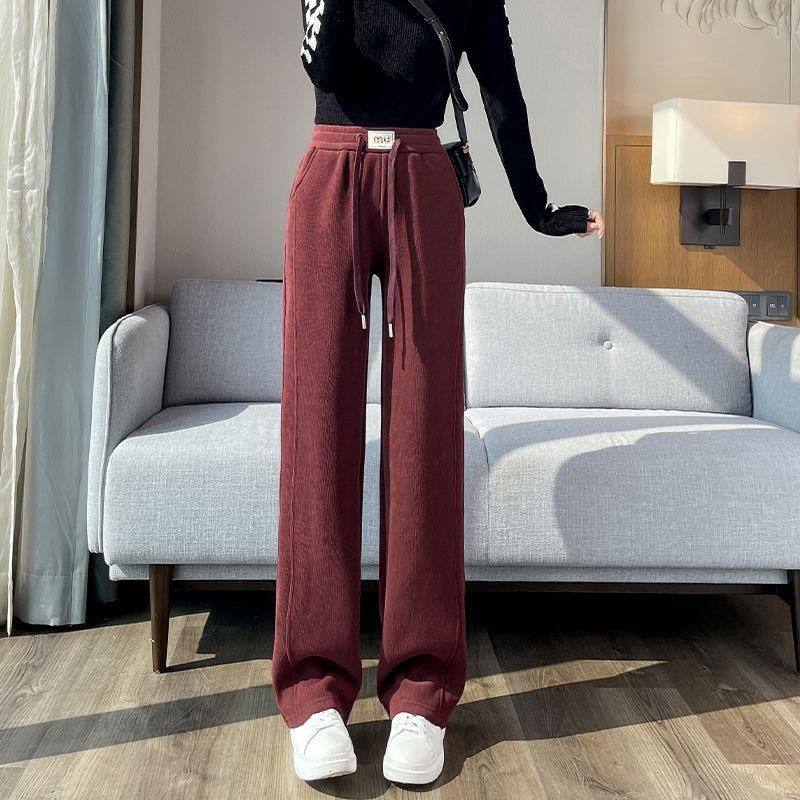 秋冬季加绒加厚雪尼尔中年妈妈高腰大码外穿灯芯绒保暖休闲直筒裤,淘宝优惠券,粉丝福利购,淘宝优惠卷