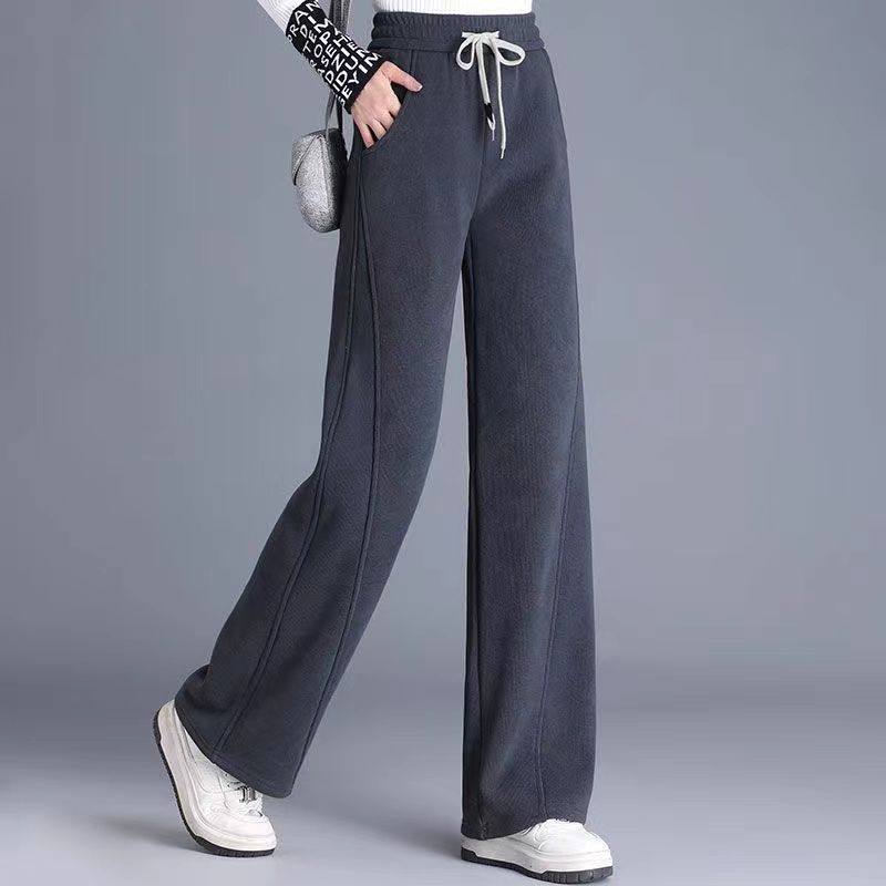 2025中年妈妈羊羔绒保暖高腰阔腿裤女秋冬季加绒加厚松紧直筒裤子,淘宝优惠券,粉丝福利购,淘宝优惠卷