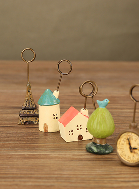 速发创意迷公室桌面便签夹名片夹装饰家爱办你小摆件可居饰品摆设