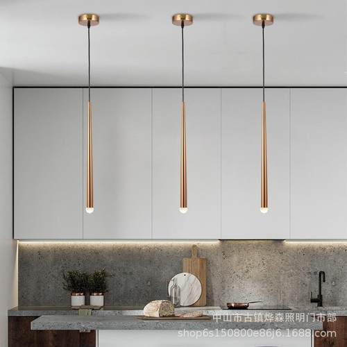 北欧轻奢现代简约卧室蜡烛床头灯网红单头圆柱长线水晶小吊灯 - 图1