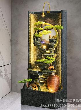 新中式假山水幕墙流水屏风客厅阳台庭院落地水景酒吧装饰摆件