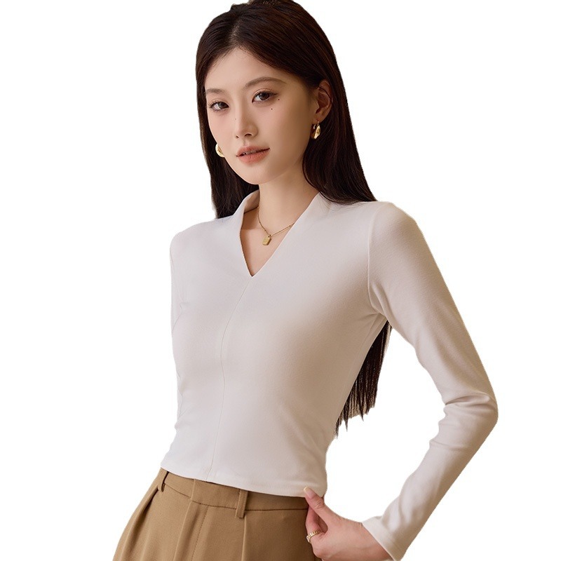 LJ【百人验货】爆款V领长袖打底衫气质修身显瘦可外穿设计感上衣_娜拉大小姐_女士内衣/男士内衣/家居服-第4张图片-提都小院 LJ【百人验货】爆款V领长袖打底衫气质修身显瘦可外穿设计感上衣_娜拉大小姐_女士内衣/男士内衣/家居服-第4张图片-提都小院