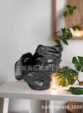 现代侘寂风抽象树脂花器摆件艺术插花客厅电视柜玄关装饰复古花瓶