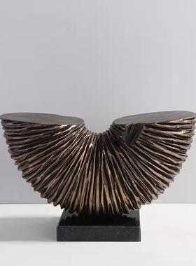 新中式现代轻奢创意半圆摆件样板间客厅玄关博古架家居装饰品摆设