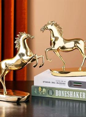 新中式轻奢商务金属马到成功摆件高级感礼品礼物铜艺术工艺品