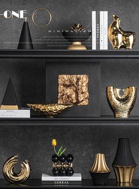 高档轻奢金色几何艺术品摆件客厅酒柜样板间开放格装饰品