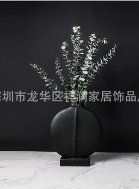 莫兰迪色陶瓷书房几何花器现代艺术花瓶饰品摆件民宿样板房干花