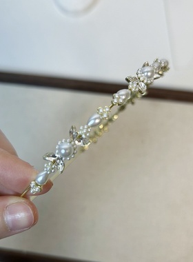 高级感设计仿珍珠花朵发箍森系复古百搭外出发卡新款跨境外贸头饰