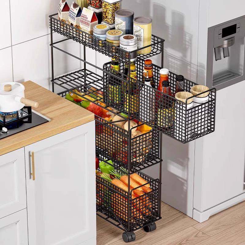 夹缝收纳箱柜冰置移物架侧储物柜多层家用卫生77055间厨推房可动 - 图0