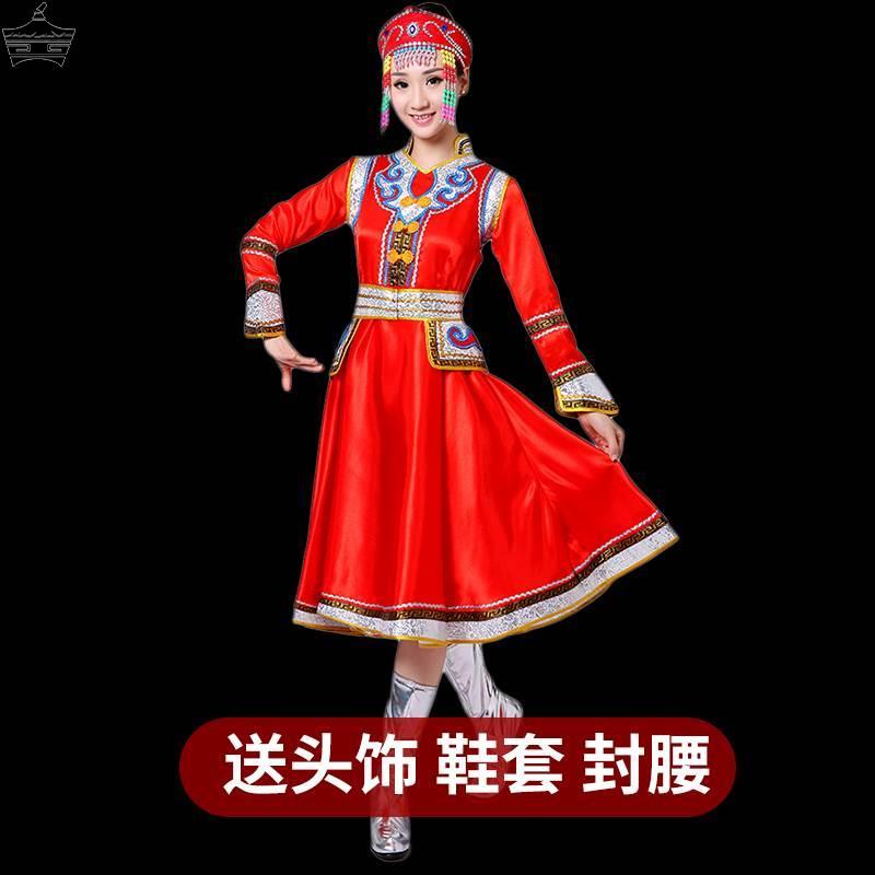 蒙古族演出服装少数民族2024新款内蒙古族舞蹈服饰广场舞女演出服 - 图3