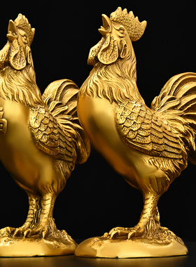 速发造化入铜摆件纯铜金钱鸡报晓客居家生装饰礼品厅肖福字鸡