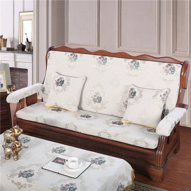 冬优 加厚实木沙发坐垫带靠背防滑老式木质连体红木沙发垫可拆洗