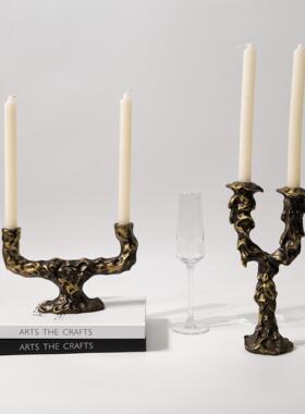 简约现代艺术弧形侘寂风格烛台摆件售楼处样板间酒店民宿装饰品