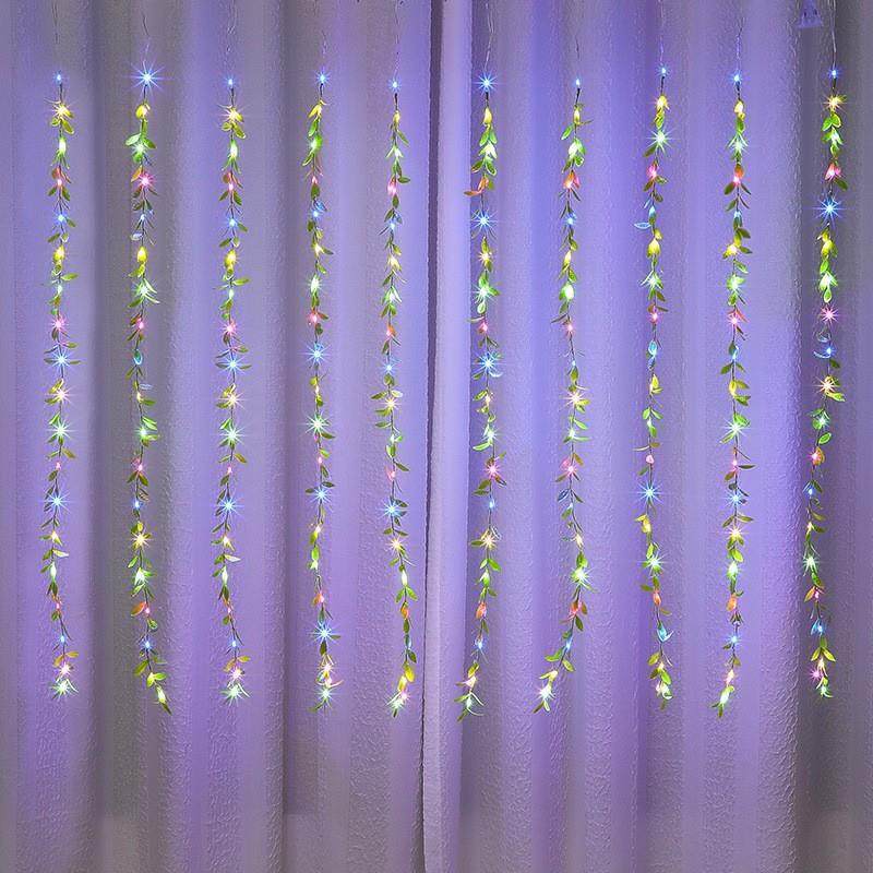 23年新款绿叶藤条窗帘灯led植物叶子彩灯闪灯串婚庆直播背景串灯,淘宝优惠券,粉丝福利购,淘宝优惠卷