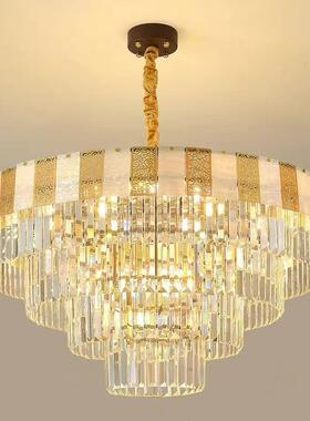 新中式轻奢水晶吊灯客厅灯装饰铁艺简约家用中国风卧室灯中山新款