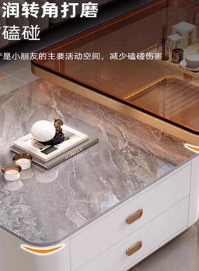 岩板伸缩茶几客厅家用现代简约2024新款茶桌四方形网红小户型木