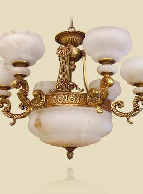 直销欧式全铜西班牙天然云石灯创意个性复古餐厅客厅卧室吊灯