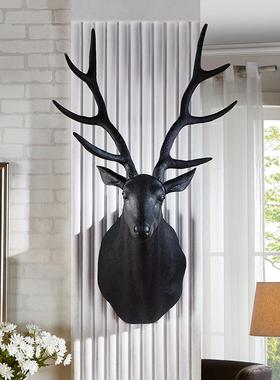 圣诞节墙上装饰品黑色鹿头壁挂装饰创意挂件客厅玄关墙面家居壁挂