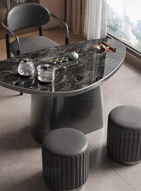 IL意式轻奢家用岩板茶桌椅组合小户型阳台茶台烧水壶一体功夫泡茶