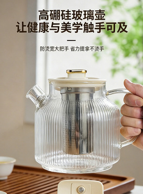110V美规养生壶1.5L家用多功能全玻璃煮茶器烧水壶办公室花茶壶