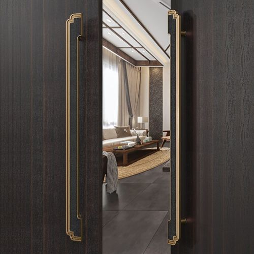 新中式仿古铜实木大门拉手别墅酒店宴会所包厢玻璃推拉门把手对装 - 图3